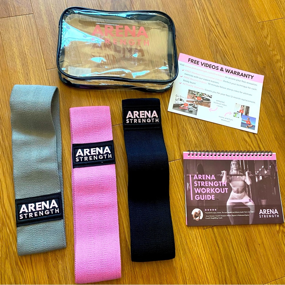 NWT Arena Strength Booty Bands + Workout Planner/Warranty